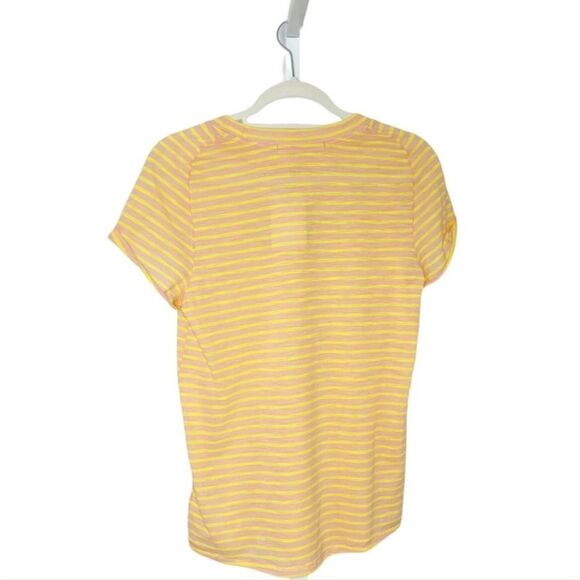 Free People Night Sky Striped Short Sleeve Mock Neck Tee in Summer Rose Combo L - Picture 5 of 9